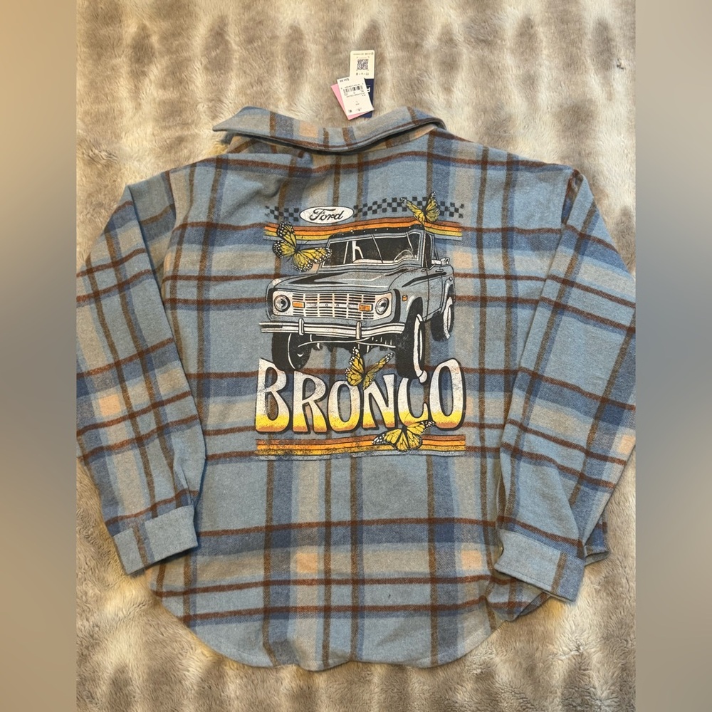 bronco blue flannel shacket